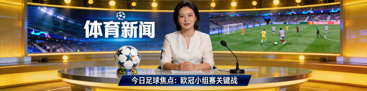 体育新闻演播室与足球新闻报道画面