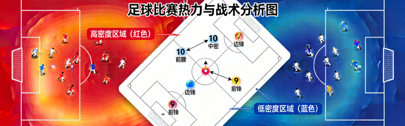 足球比赛热力图与战术板分析图叠加展示